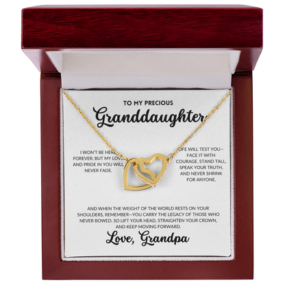 Interlocked Hearts Necklace - To My Granddaughter, From Grandpa (White Background)