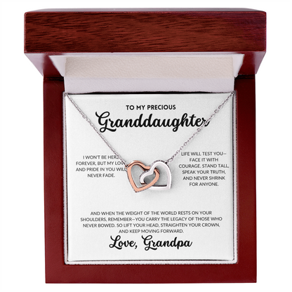 Interlocked Hearts Necklace - To My Granddaughter, From Grandpa (White Background)