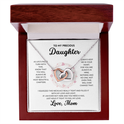 Interlocked Hearts Necklace - To My Daughter, From Mom (White Background)