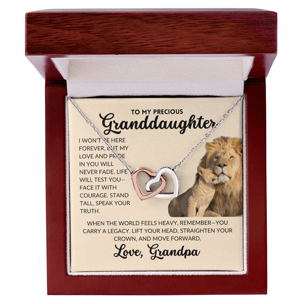 Interlocked Hearts Necklace - To My Granddaughter, From Grandpa