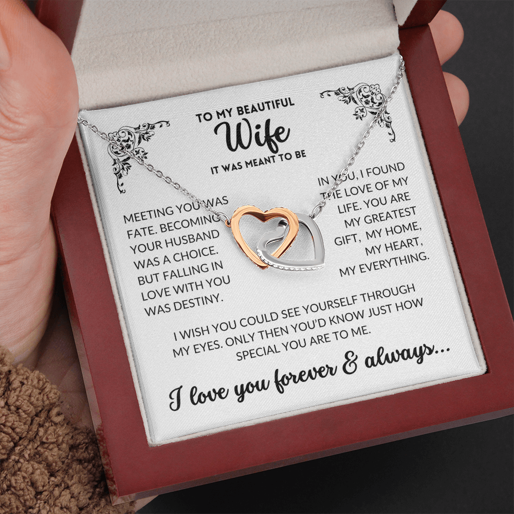 To My Wife - It Was Meant To Be (Interlocking Hearts Necklace)