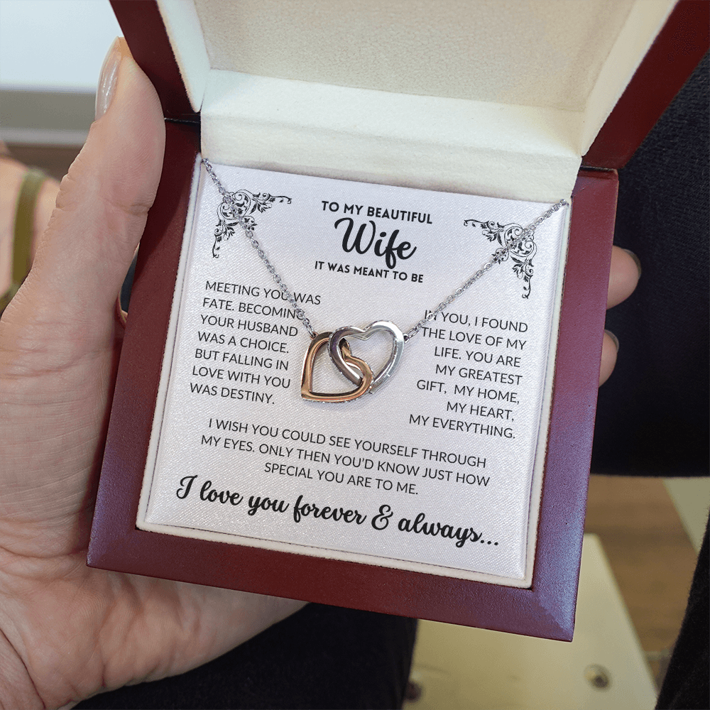 To My Wife - It Was Meant To Be (Interlocking Hearts Necklace)