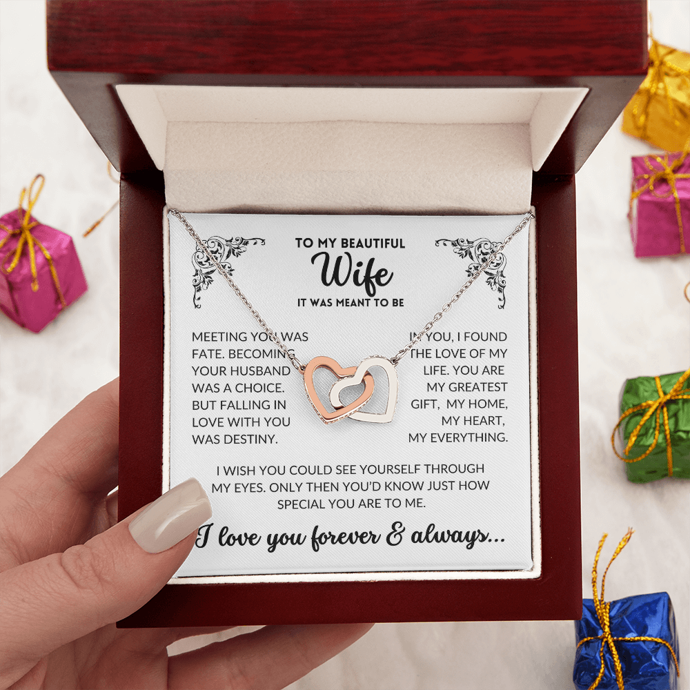To My Wife - It Was Meant To Be (Interlocking Hearts Necklace)
