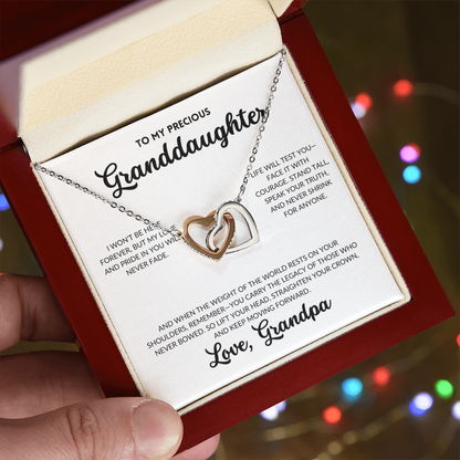 Interlocked Hearts Necklace - To My Granddaughter, From Grandpa (White Background)