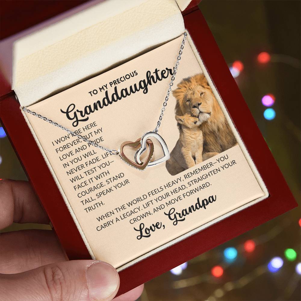 Interlocked Hearts Necklace - To My Granddaughter, From Grandpa