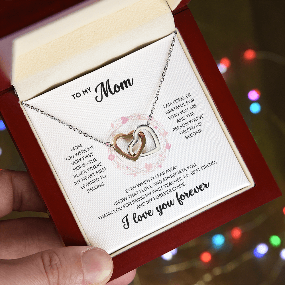 Interlocked Hearts Necklace - To My Mom (White Background)