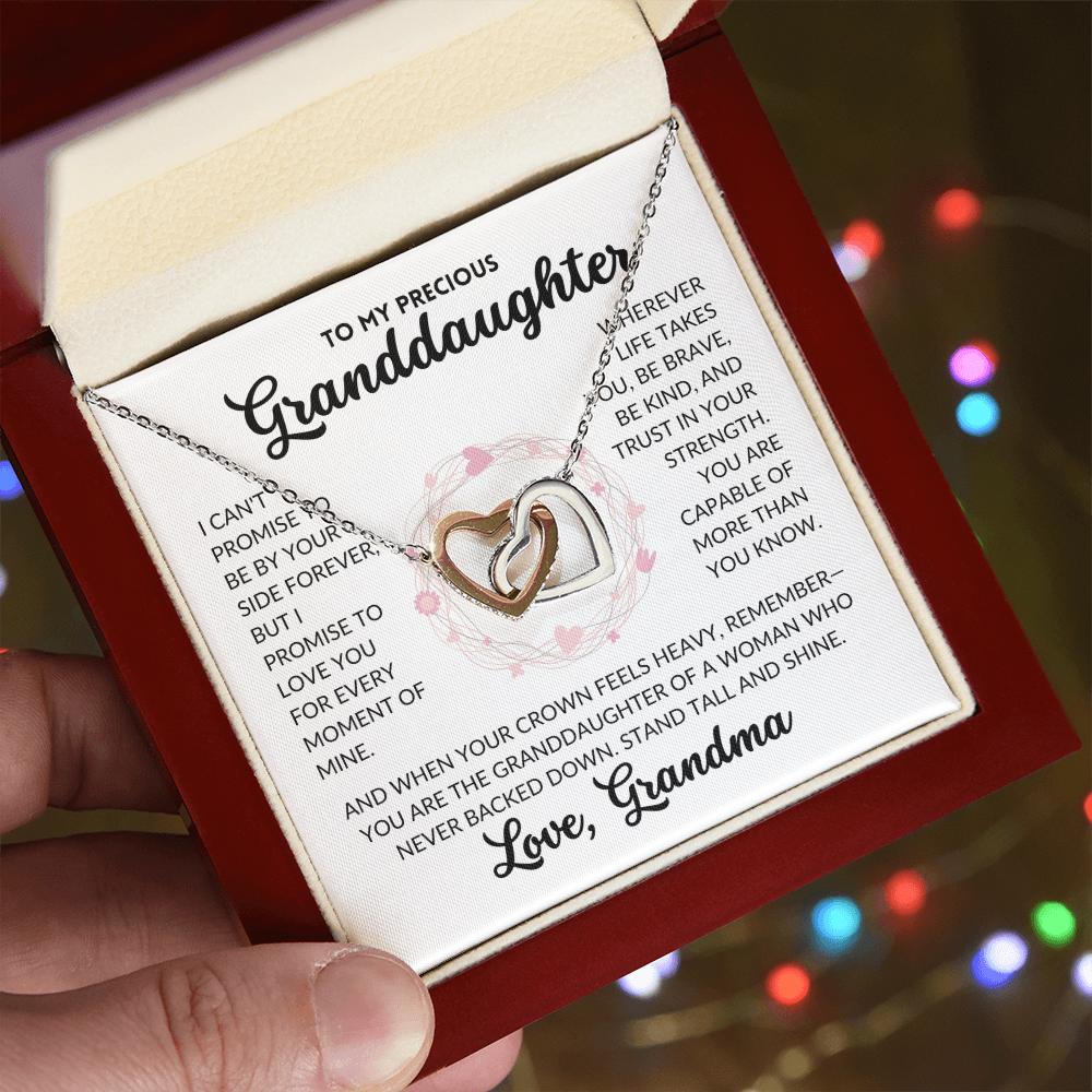 Interlocked Hearts Necklace - To My Granddaughter, From Grandma (White Background)