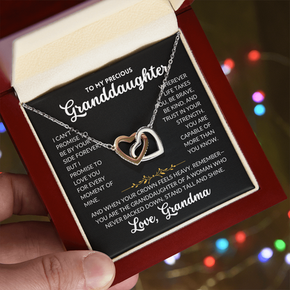 Interlocked Hearts Necklace - For Granddaughter, From Grandma (Black Background)