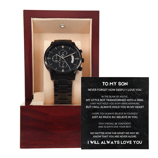 Asteroid - Black Chronograph Watch - To My Son