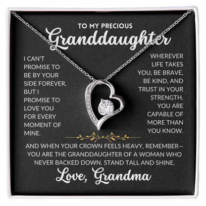 Forever Love Necklace - To My Granddaughter, From Grandma (Black Background)