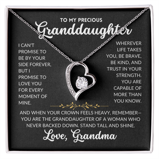 Forever Love Necklace - To My Granddaughter, From Grandma (Black Background)