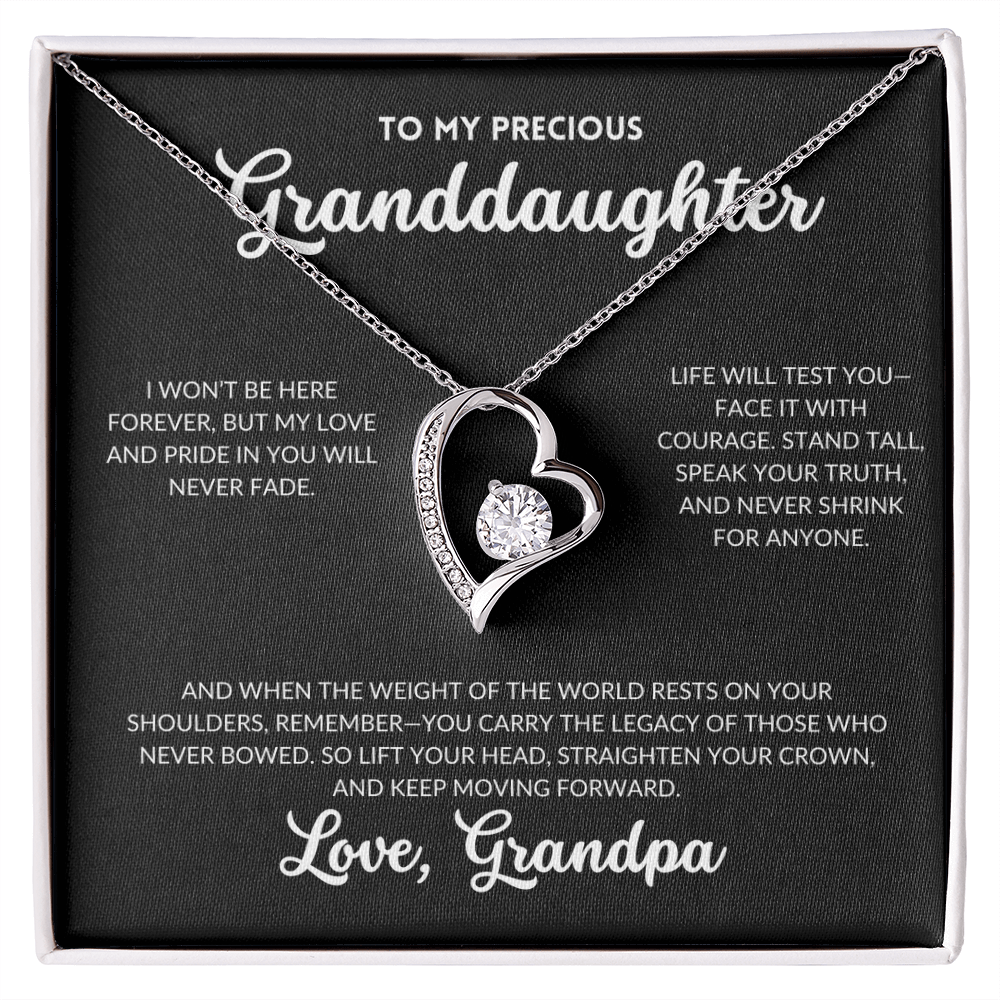 Eternal Love Necklace - To My Granddaughter, From Grandpa (Black Background)