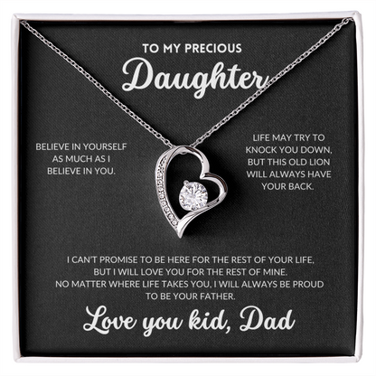 Eternal Love Necklace - To My Daughter, From Dad (Black Background)