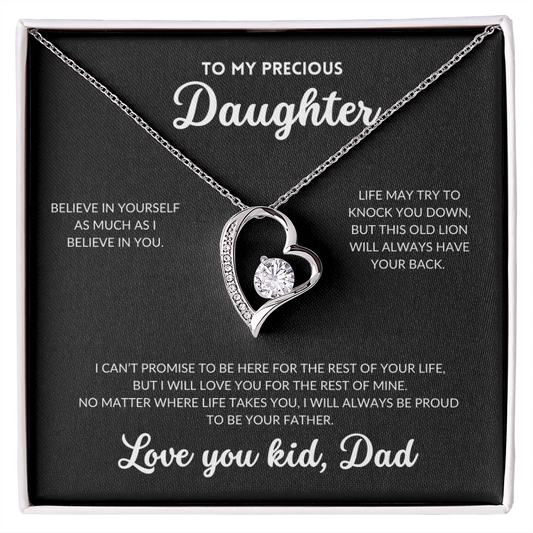 Eternal Love Necklace - To My Daughter, From Dad (Black Background)