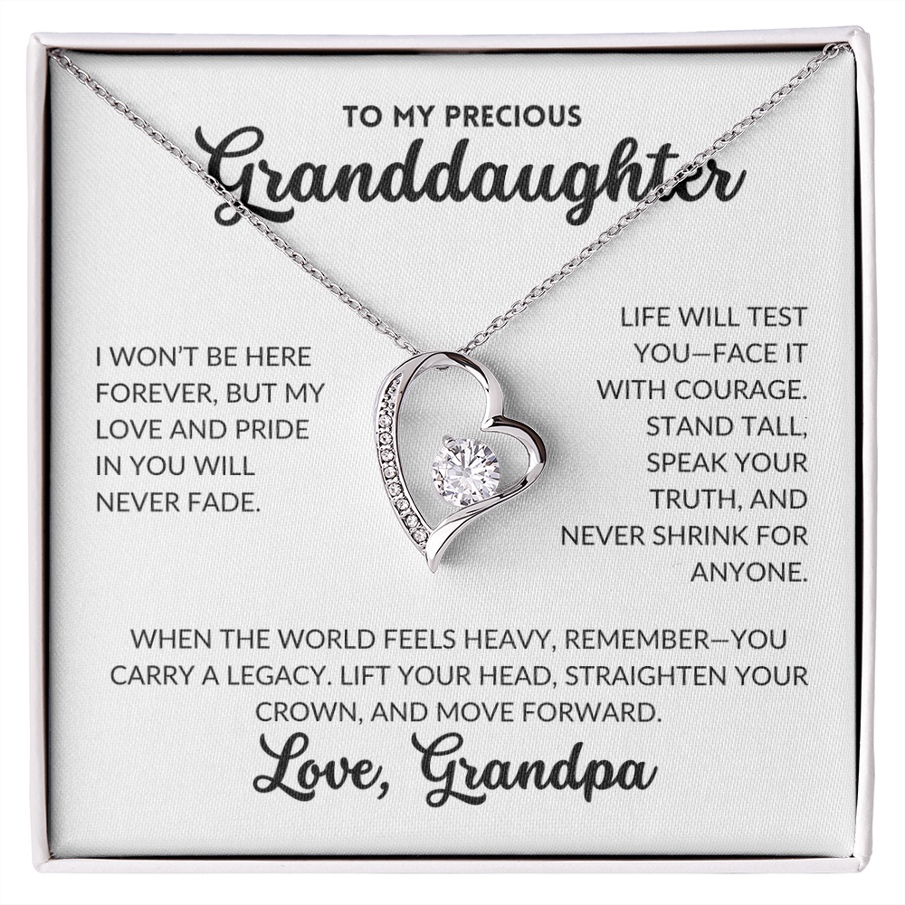 Forever Love Necklace - To My Granddaughter, From Grandpa (White Background)