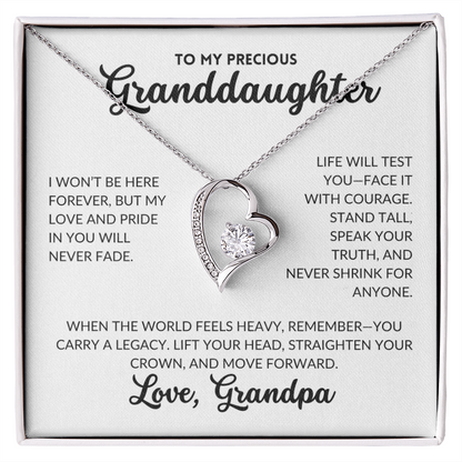 Forever Love Necklace - To My Granddaughter, From Grandpa (White Background)
