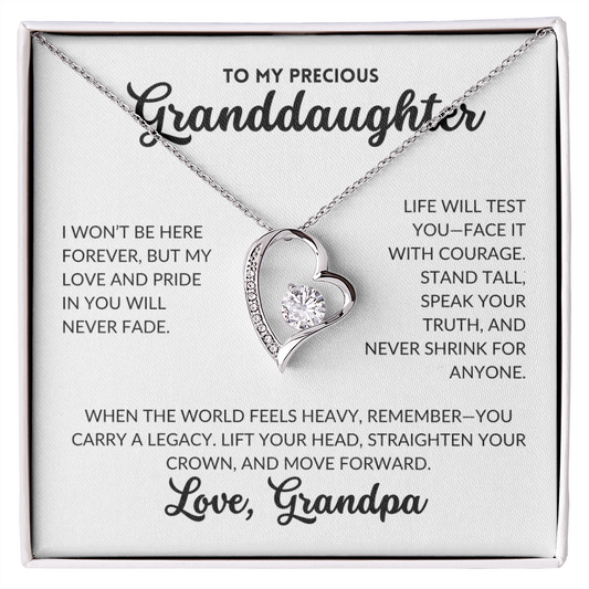 Forever Love Necklace - To My Granddaughter, From Grandpa (White Background)