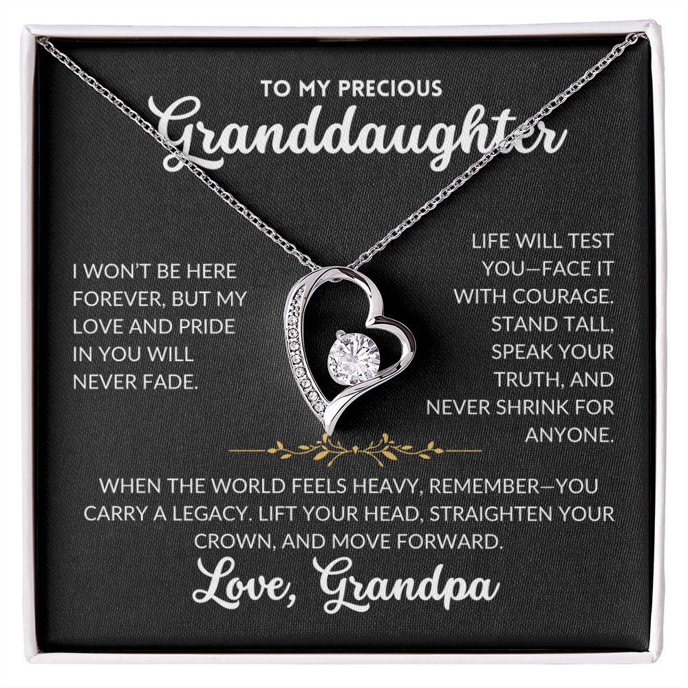 Forever Love Necklace - To My Granddaughter, From Grandpa (Black Background)