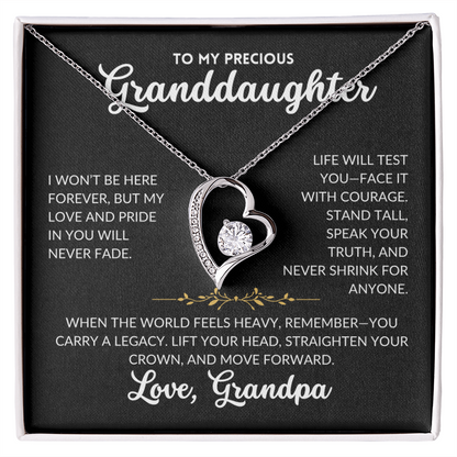 Forever Love Necklace - To My Granddaughter, From Grandpa (Black Background)