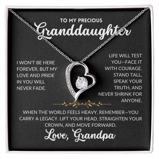 Forever Love Necklace - To My Granddaughter, From Grandpa (Black Background)