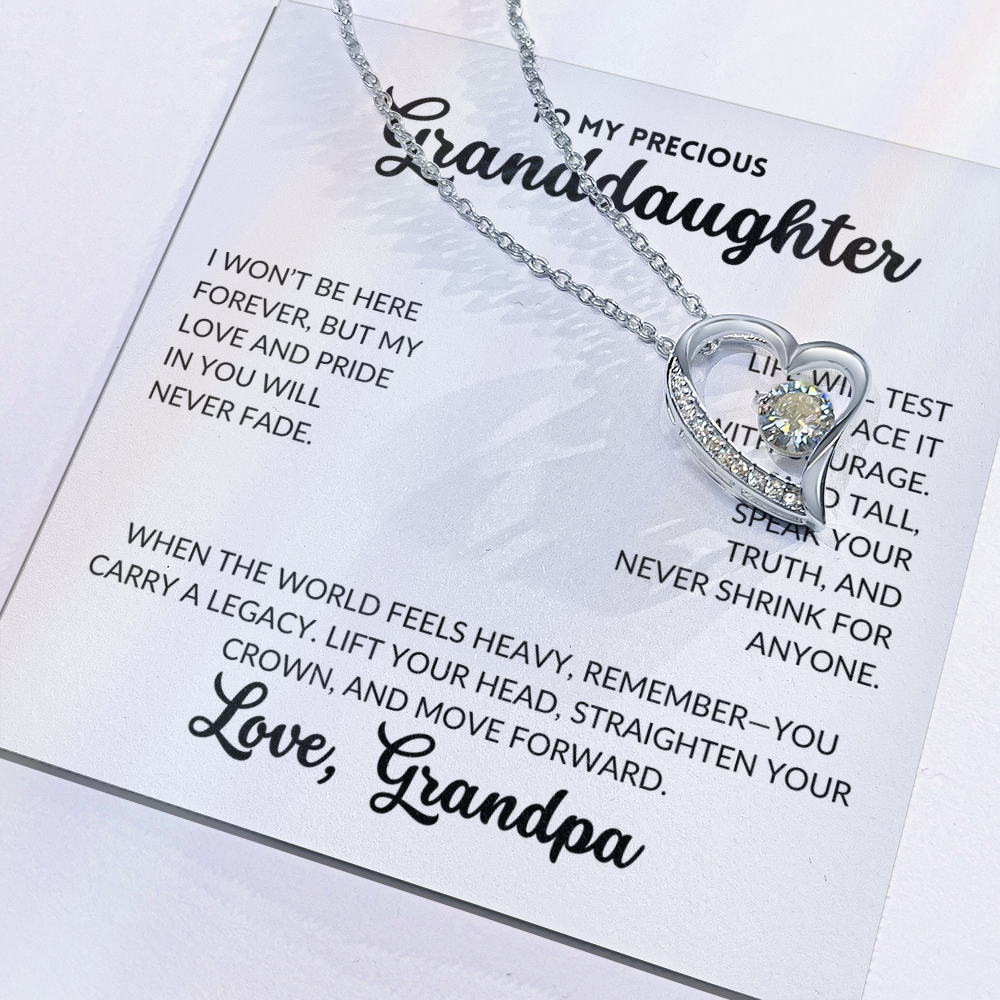 Forever Love Necklace - To My Granddaughter, From Grandpa (White Background)