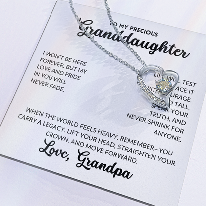 Forever Love Necklace - To My Granddaughter, From Grandpa (White Background)