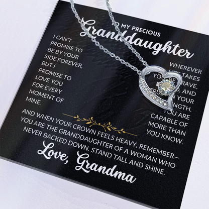 Forever Love Necklace - To My Granddaughter, From Grandma (Black Background)