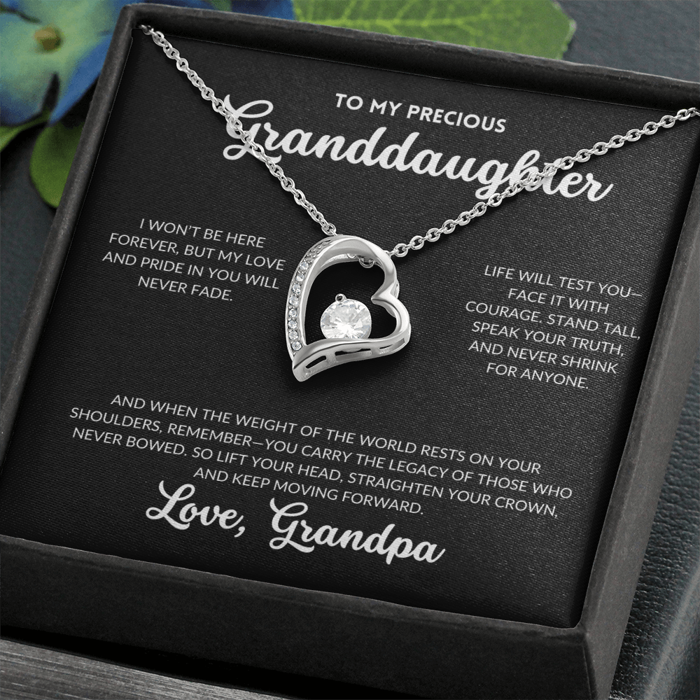 Eternal Love Necklace - To My Granddaughter, From Grandpa (Black Background)