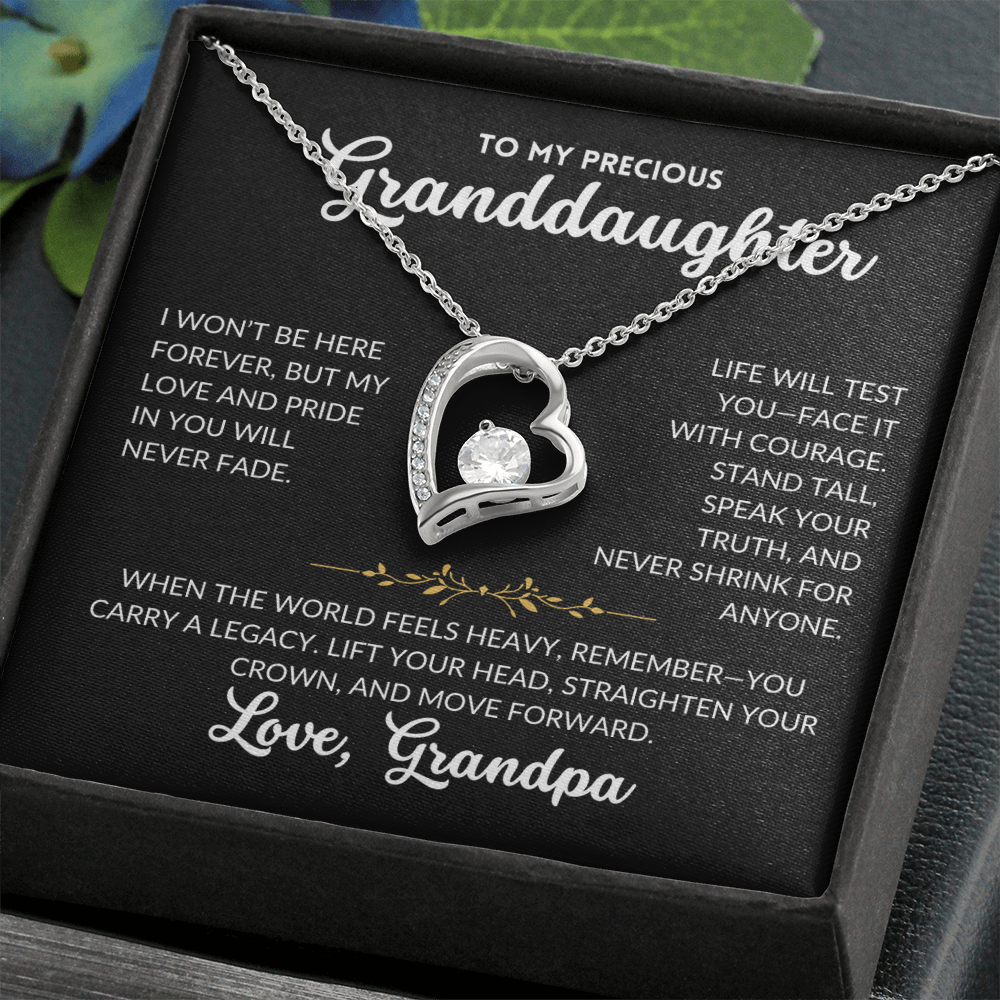 Forever Love Necklace - To My Granddaughter, From Grandpa (Black Background)