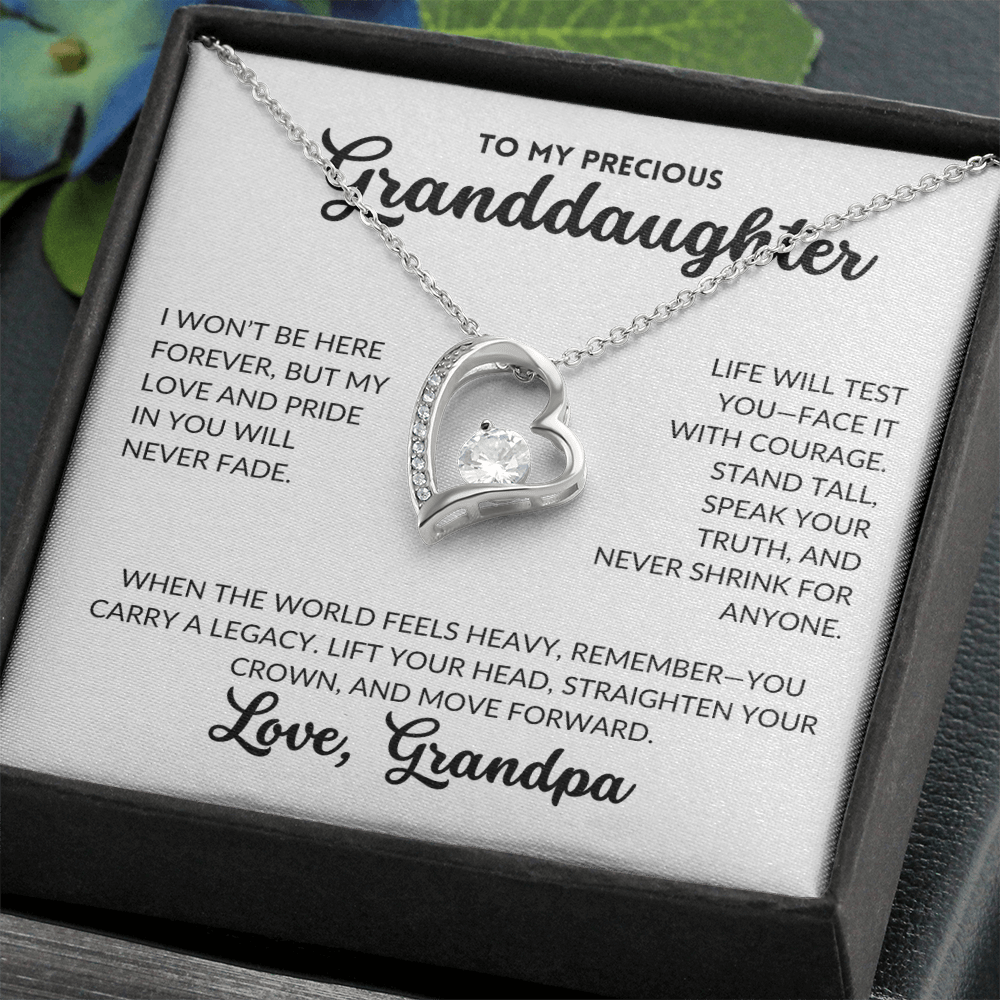 Forever Love Necklace - To My Granddaughter, From Grandpa (White Background)