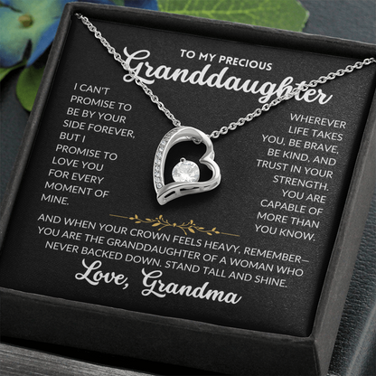 Forever Love Necklace - To My Granddaughter, From Grandma (Black Background)