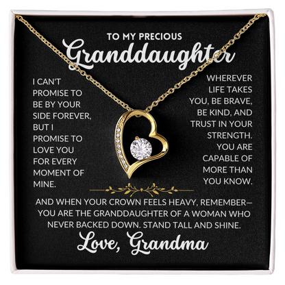Forever Love Necklace - To My Granddaughter, From Grandma (Black Background)