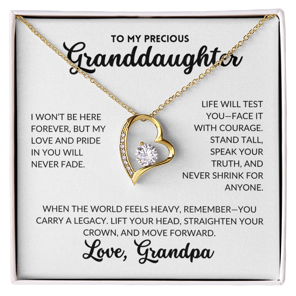 Forever Love Necklace - To My Granddaughter, From Grandpa (White Background)