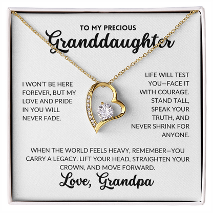 Forever Love Necklace - To My Granddaughter, From Grandpa (White Background)