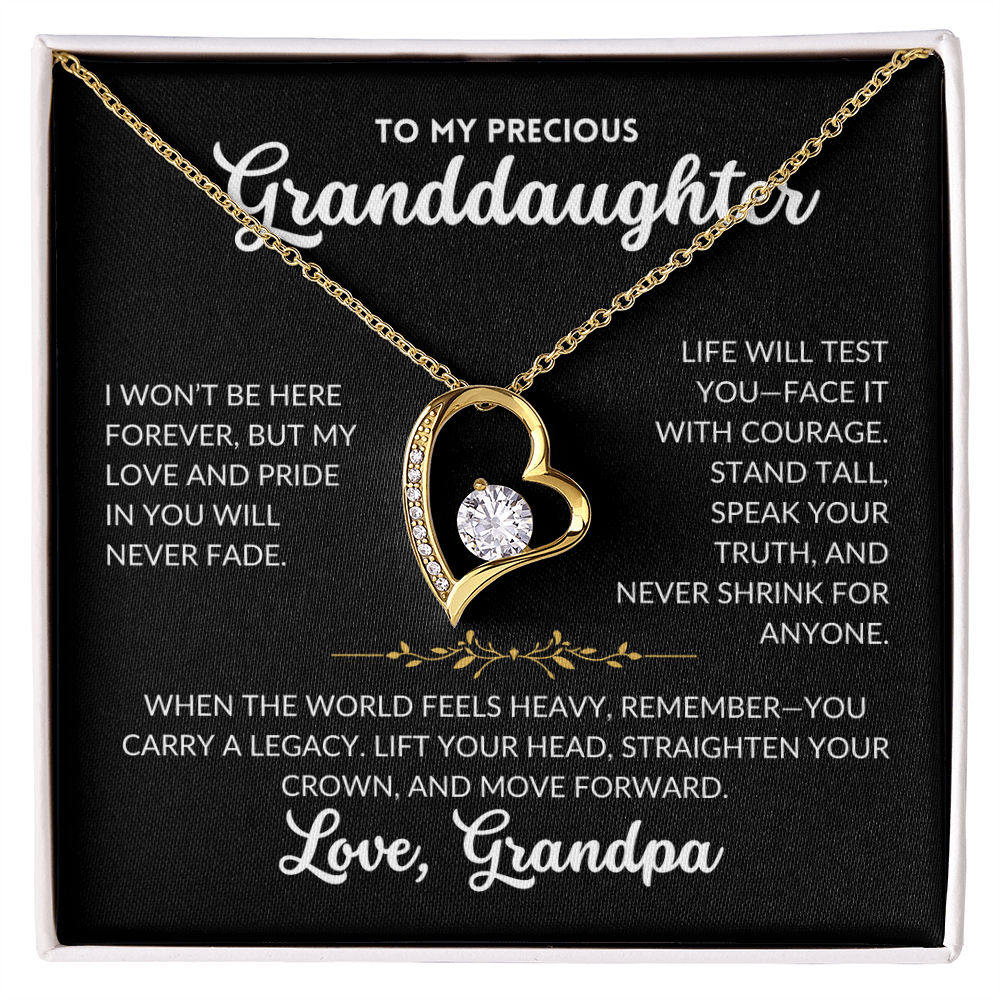 Forever Love Necklace - To My Granddaughter, From Grandpa (Black Background)