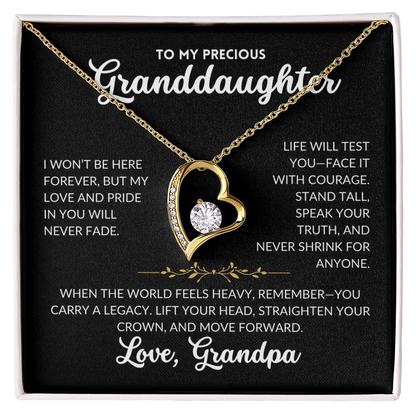 Forever Love Necklace - To My Granddaughter, From Grandpa (Black Background)