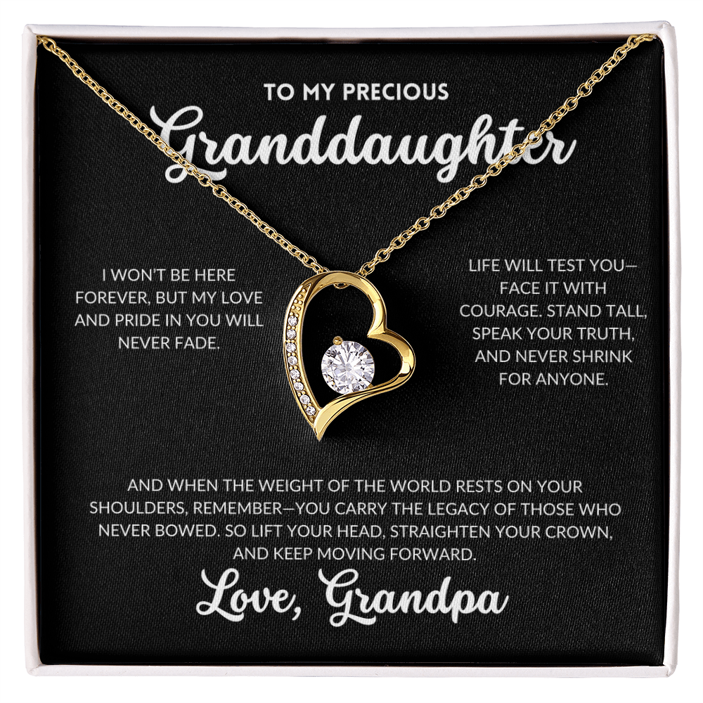 Eternal Love Necklace - To My Granddaughter, From Grandpa (Black Background)