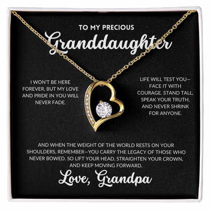 Eternal Love Necklace - To My Granddaughter, From Grandpa (Black Background)