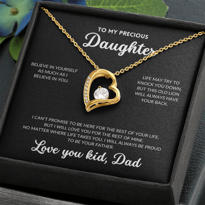 Eternal Love Necklace - To My Daughter, From Dad (Black Background)