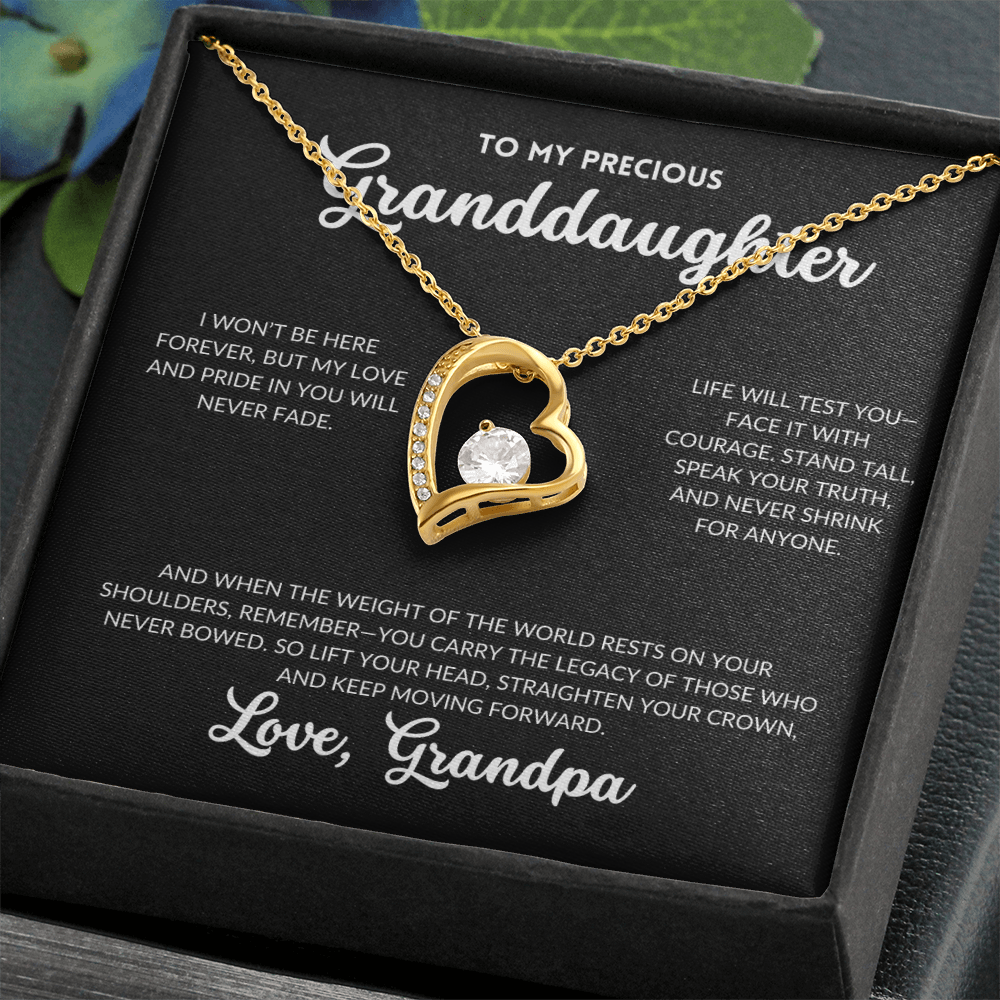 Eternal Love Necklace - To My Granddaughter, From Grandpa (Black Background)