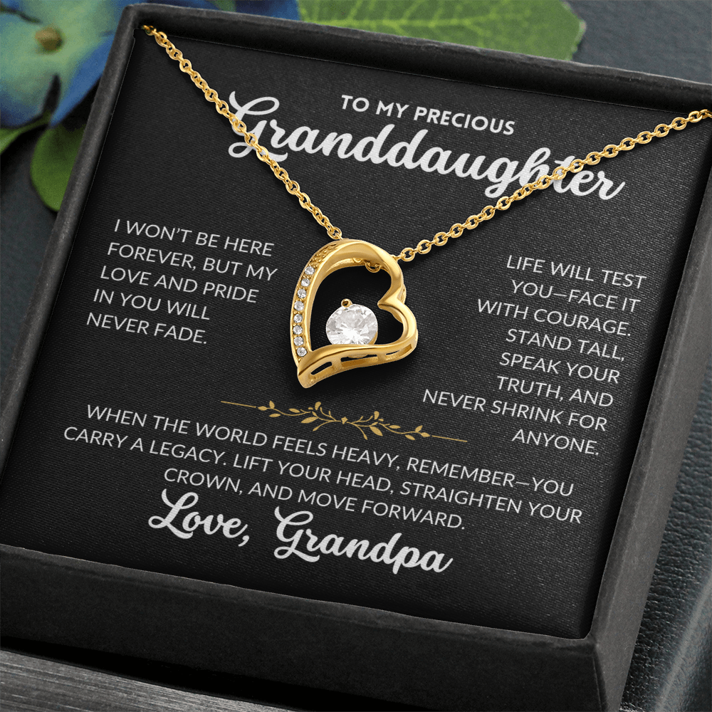 Forever Love Necklace - To My Granddaughter, From Grandpa (Black Background)
