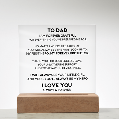 Acrylic Plaque With LED - To My Dad, From Daughter