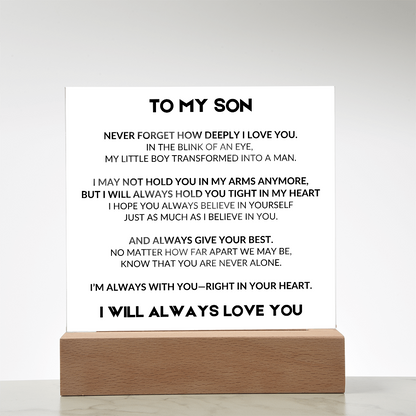Acrylic Plaque with LED - To My Son