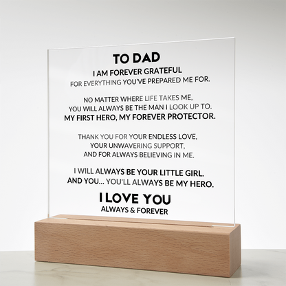 Acrylic Plaque With LED - To My Dad, From Daughter
