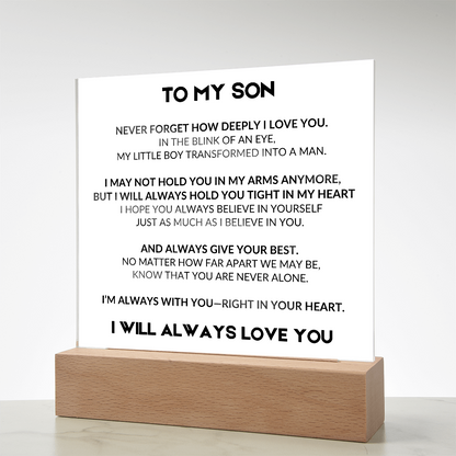 Acrylic Plaque with LED - To My Son