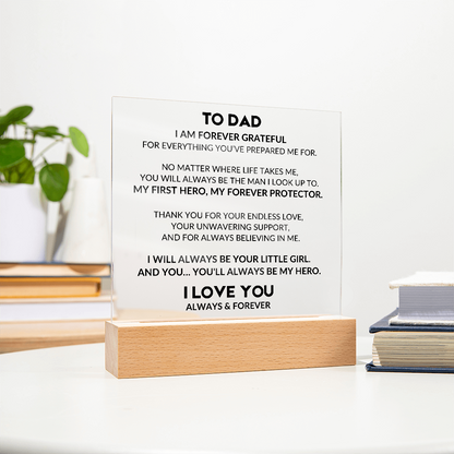 Acrylic Plaque With LED - To My Dad, From Daughter