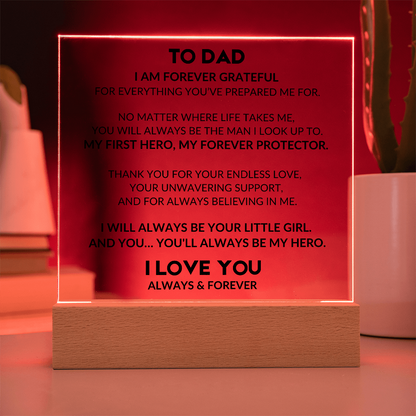 Acrylic Plaque With LED - To My Dad, From Daughter