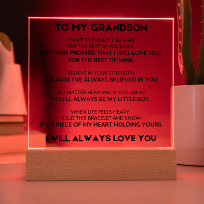 Acrylic Plaque With LED - To My Grandson